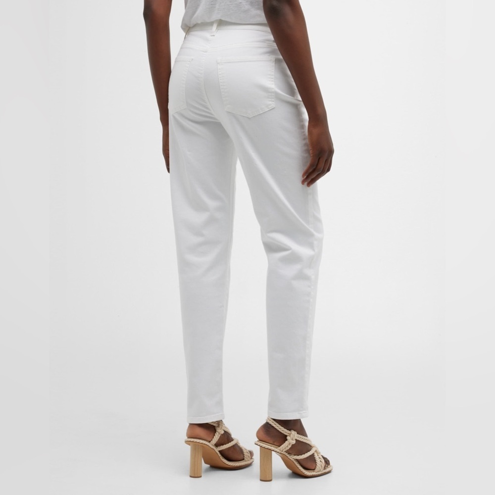 Eileen Fisher Organic Cotton Straight Leg Stretch Denim Pants White - Picture 14 of 14